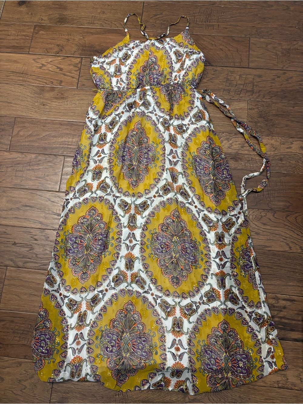 Anthropology Yellow Paisley Maxi Dress